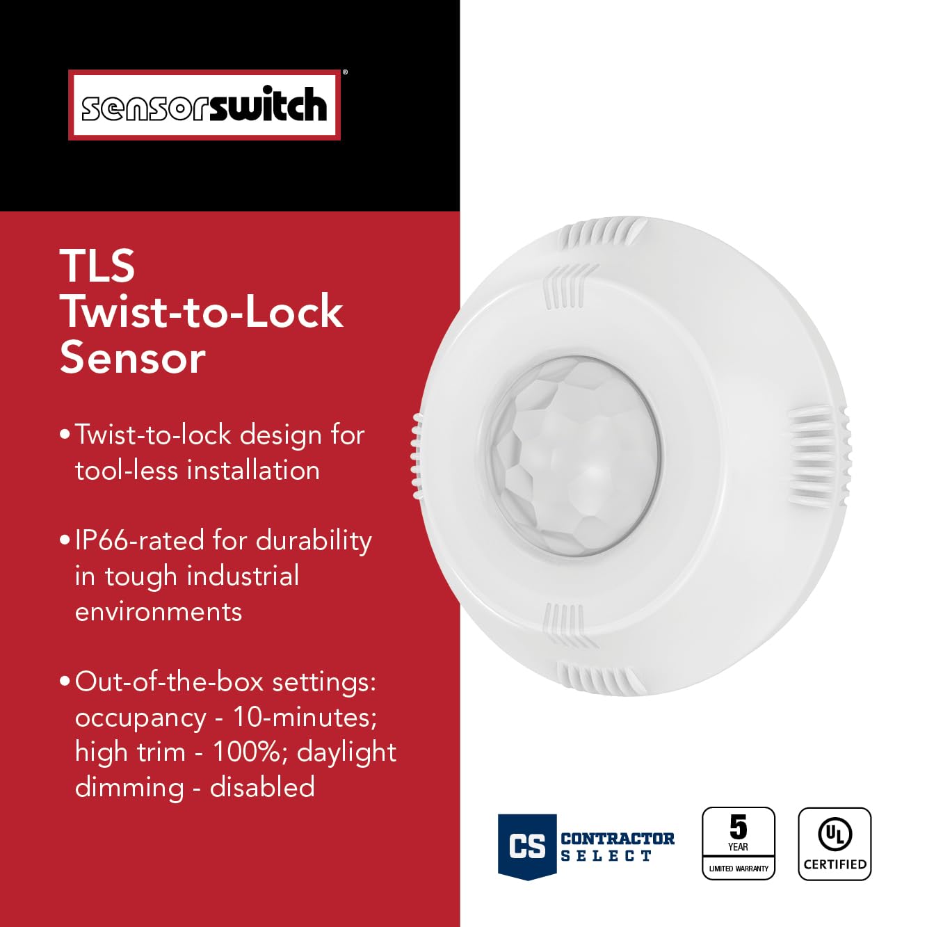 Sensor Switch Twist-to-Lock Motion Sensor, Easy to Install Daylight and Motion Detector for Lithonia Lighting Compact Pro Family Luminaires, Photocell