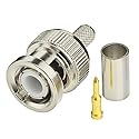 Eightwood 10pcs 50 Ohm BNC Crimp Male Connector for RG58 RG142 LMR195 Cable