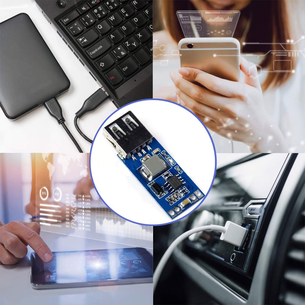 Comidox 9V/12V/24V to 5V USB Step Down Power Module DC-DC 7.5V-28V to 5V 3A Precise Vehicle Charger Buck Voltage Converter Module 4Pcs