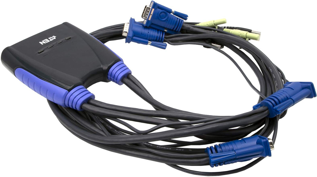 ATEN CS64US 4-Port USB VGA/Audio Cable KVM Switch with Built-in 0.9/1.2 Meter Cables