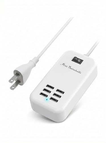 6 Ports USB Charger Hub Desktop US Plug AC Power Wall Travel Charging Adapter Slots Charging Station Extension Socket Outlet with Cable