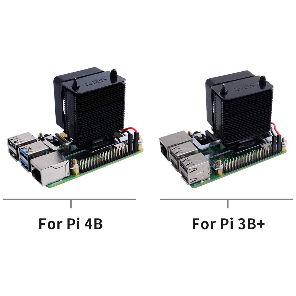 GeeekPi ICE Tower Cooler with RGB Cooling Fan & Aluminum Heatsink for Raspberry Pi 4B/3B+/3B (Black)