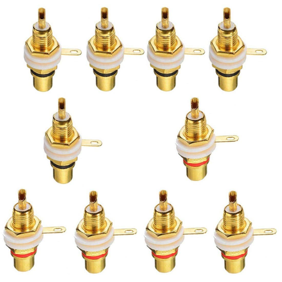 bnafes RCA Female Panel Mount Chassis Socket Jack Connector for Amplifier Audio Terminal RCA Plug10Pcs