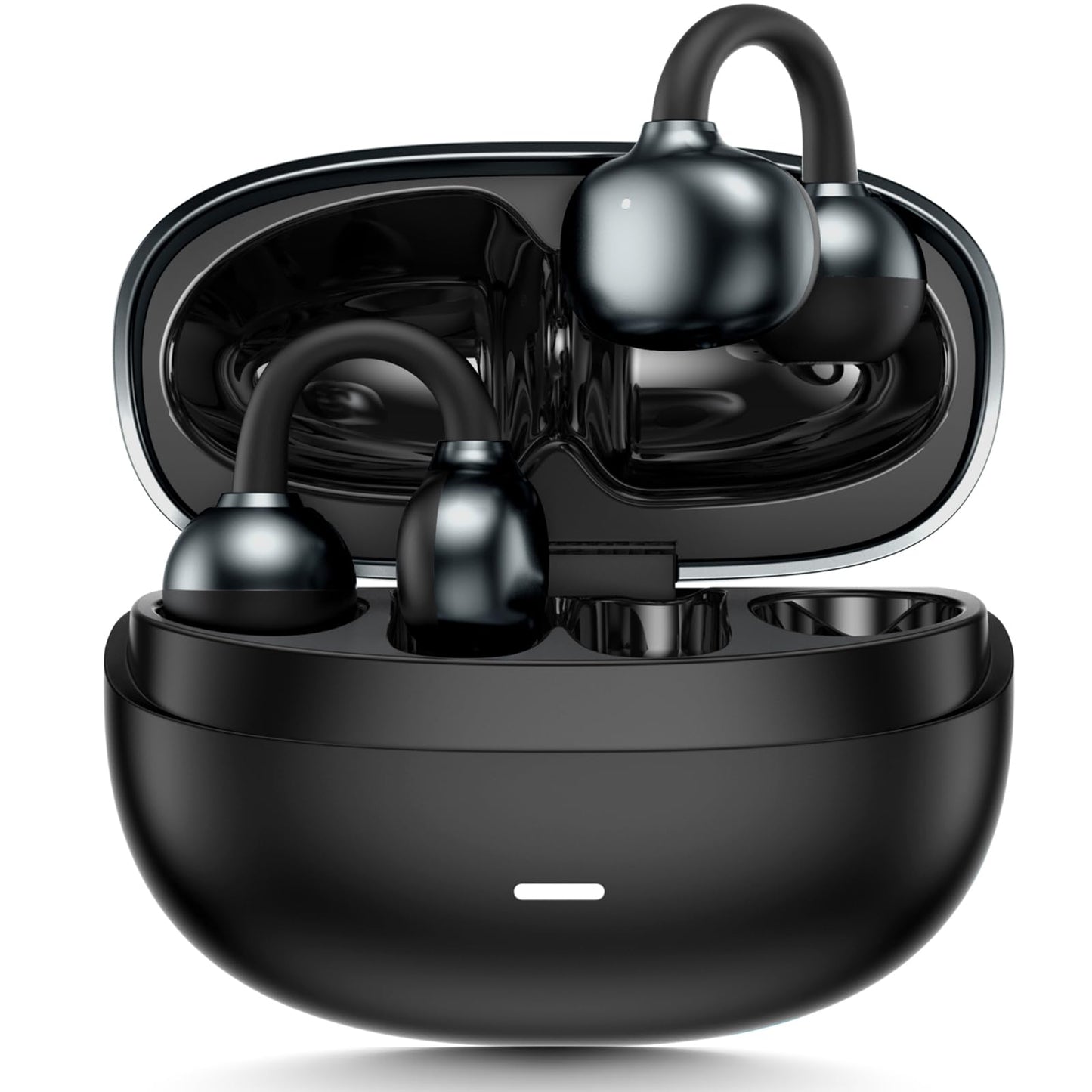 Shovira Open-Ear Earbuds, Clip-On Bluetooth 6.0 Headphones, Open-Ring Design Over-The-Ear Earphones, IP67 Waterproof, 48H Playtime, True Wireless