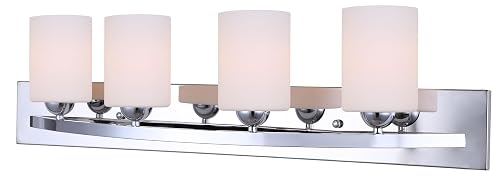 Canarm IVL370A04CH-O Ltd Hampton 4 Light Vanity, Chrome with Flat Opal Glass