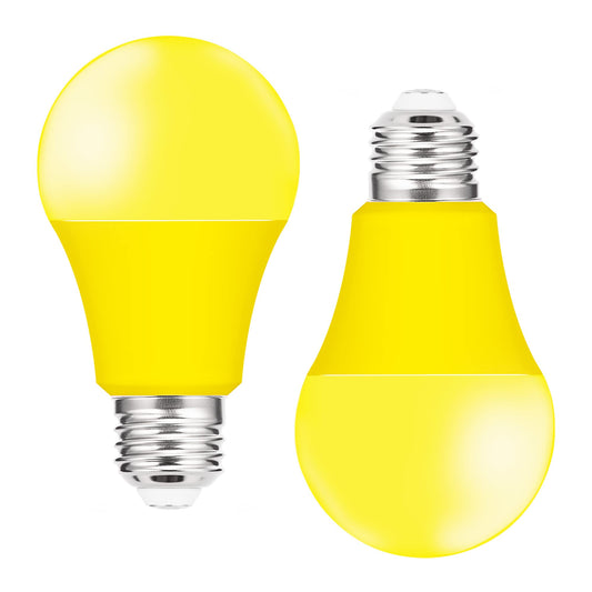 Winbafu Bug Lights for Outside, 75W-100W Yellow Light Bulbs Outdoor Equivalent 9W, LED A19 E26 Base Yellow Colored Bulb for Porch Lights, Healthy