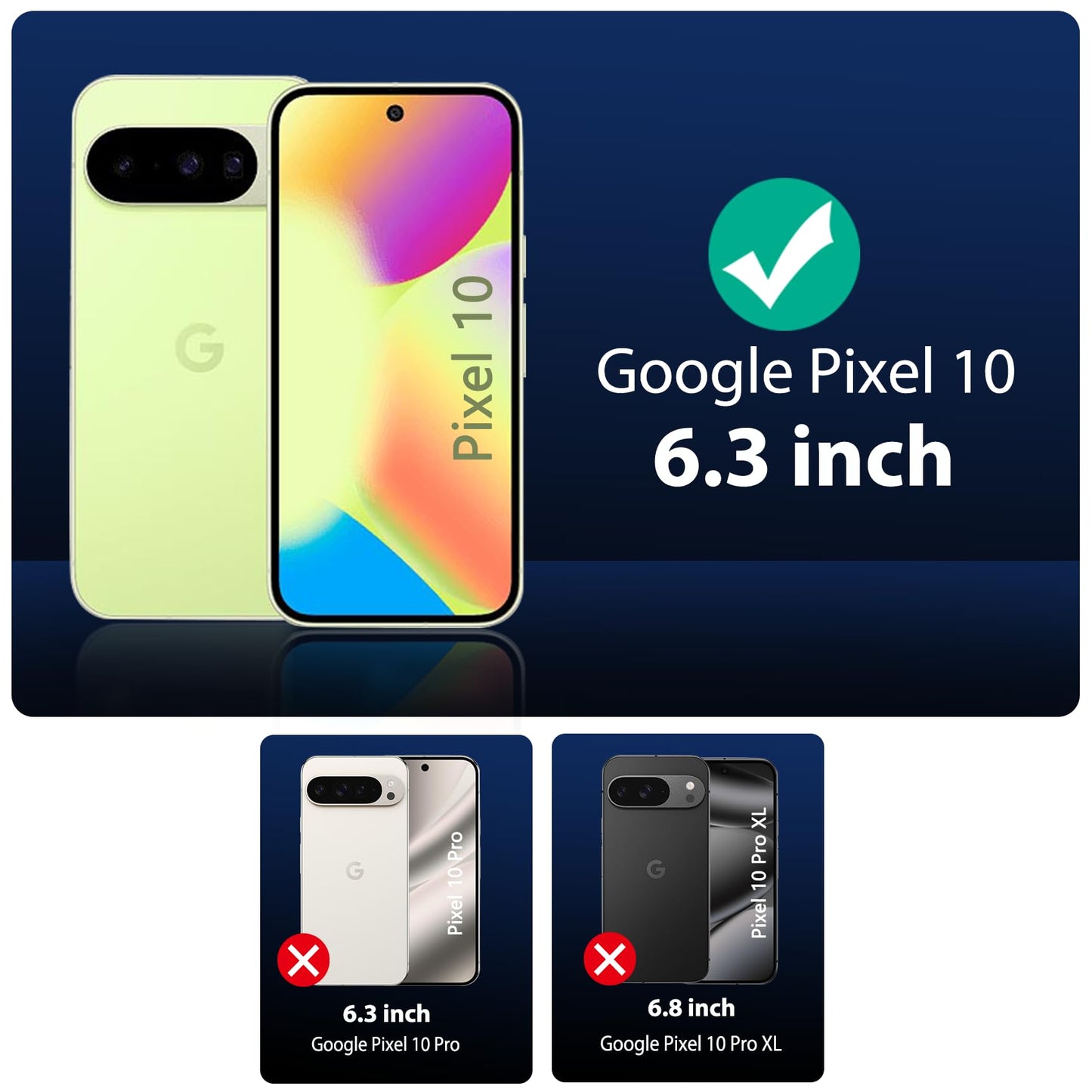 QsmQam 3 Pack Screen Protector for Google Pixel 10 + 3 Pack Camera Lens Protector, Ultra HD Tempered Glass, 9H Hardness, Anti Scratch, Easy