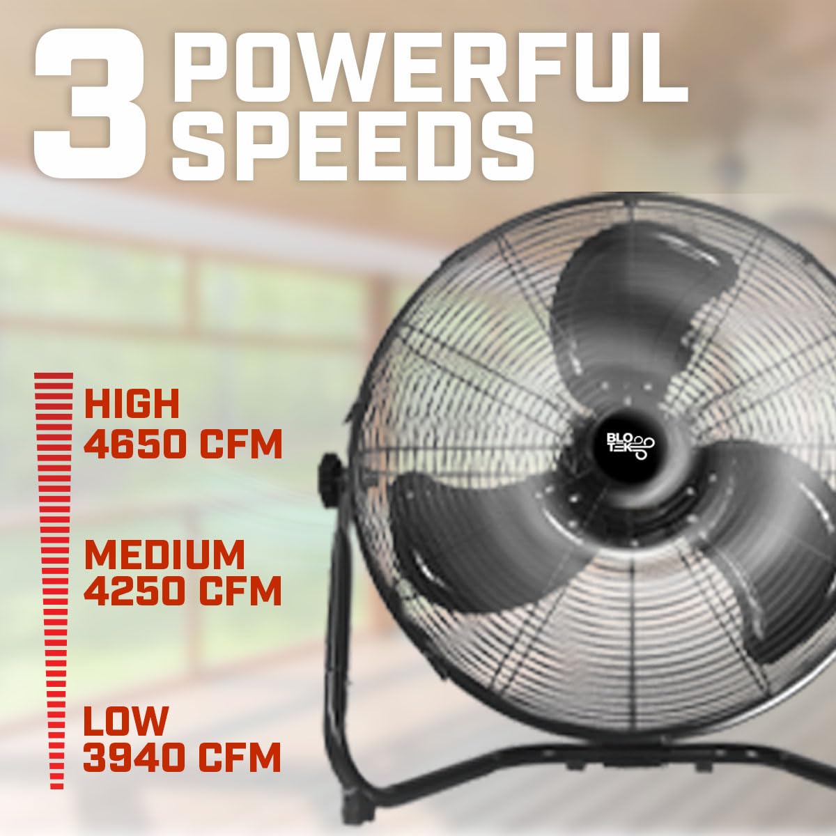 BLOTEK 20" Floor Fan and Wall Mount delivers high-velocity airflow for an air mover, garages, homes, or job sites-versatile design mounts on floor or