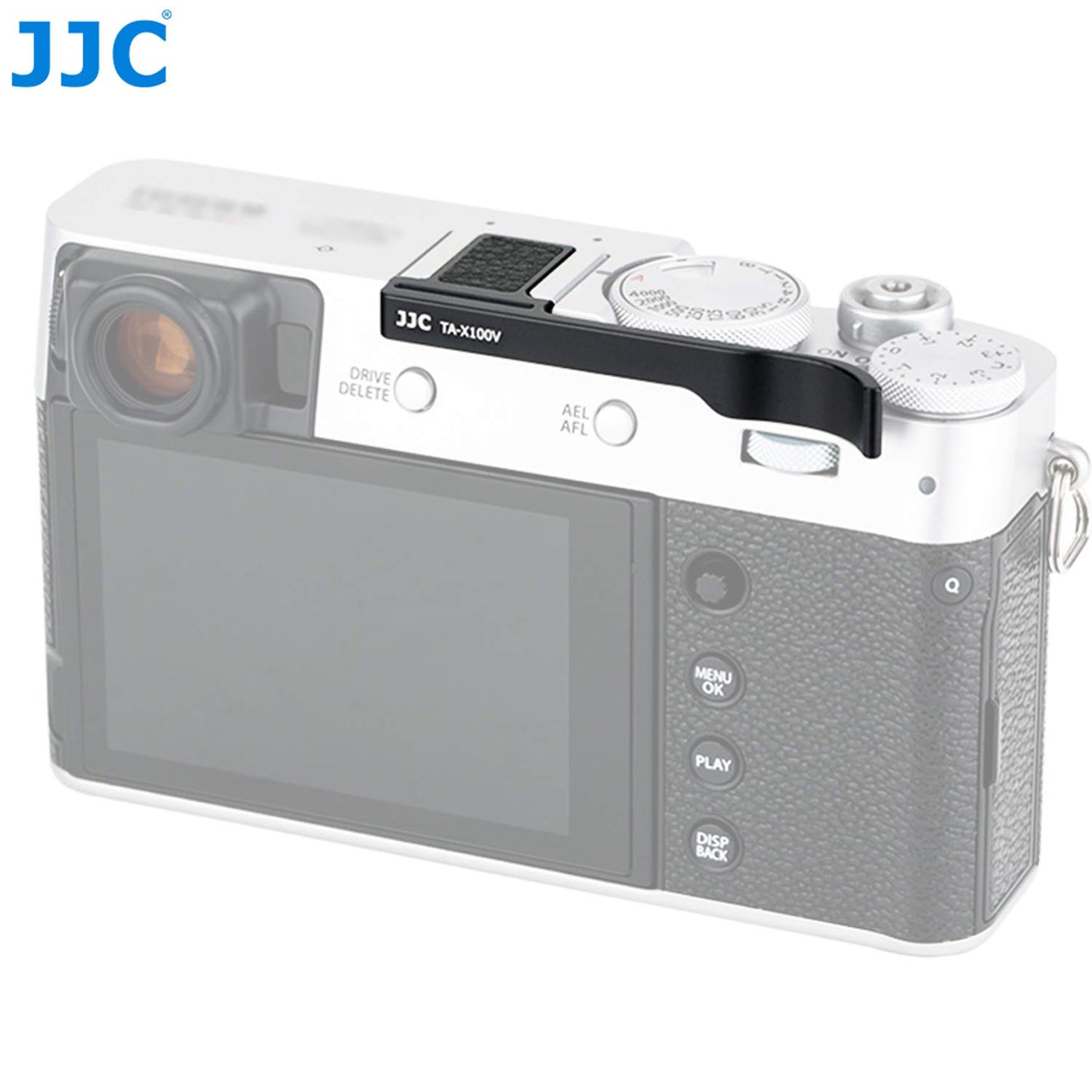 JJC TA-X100V Black Thumbs Up Grip for Fuji X100V Camera, Hot Shoe Thumb Grip Comaptible with Fujifilm X100V X100F X-E3, Made of Premium Anodized