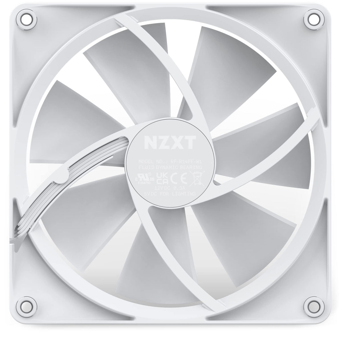 NZXT F140 RGB - 140mm PWM RGB PC Case Fan - White