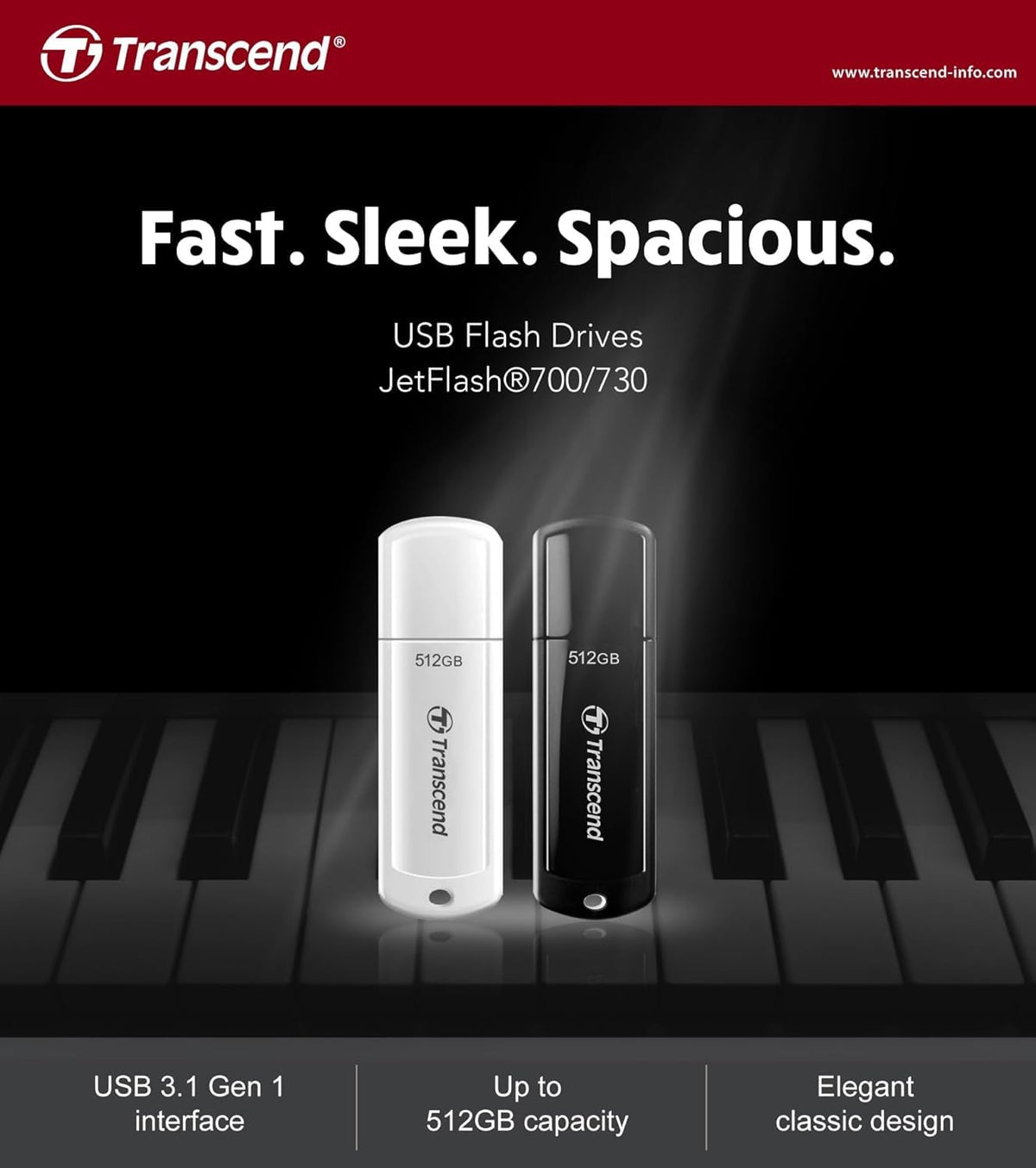 Transcend 32GB JetFlash 700 USB 3.0 Flash Thumb Drive, Black