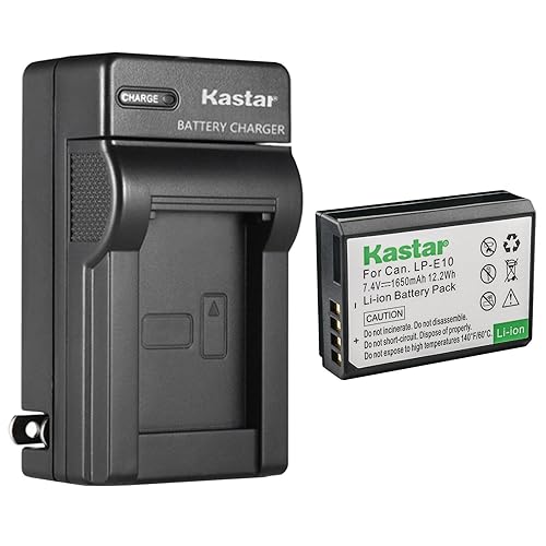 Kastar 1-Pack Battery and AC Wall Charger Replacement for Canon LP-E10 LPE10 Battery, Canon LC-E10 LC-E10N Charger, Canon EOS Rebel T7, EOS 1100D, EOS