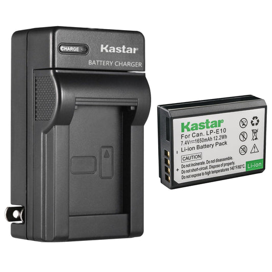 Kastar 1-Pack Battery and AC Wall Charger Replacement for Canon LP-E10 LPE10 Battery, Canon LC-E10 LC-E10N Charger, Canon EOS Rebel T7, EOS 1100D, EOS