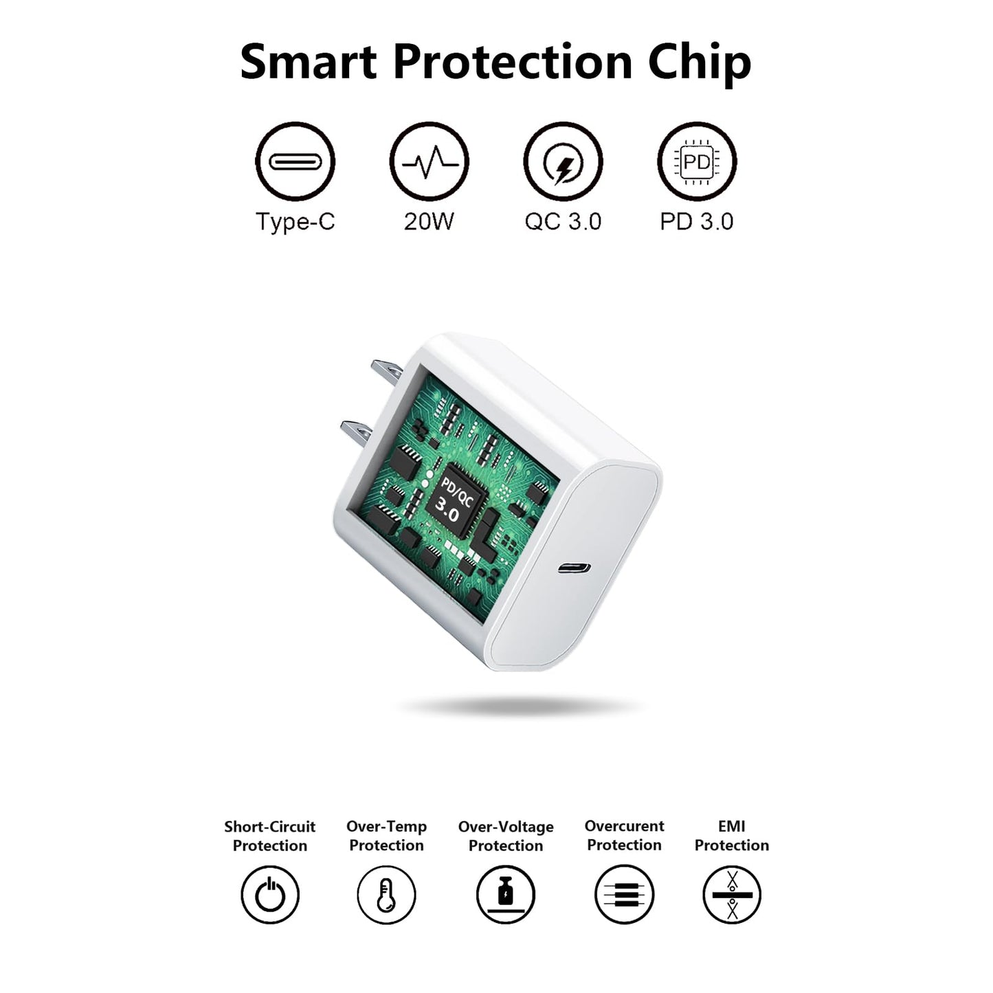 Fast USB-C Charger Block 20W for iPhone 17/16/15 Charger, Apple Watch/iWatch Series Ultra/11/10/9/8/7/6/SE/SE2/SE 3, Type-C PD Fast Charging USBC
