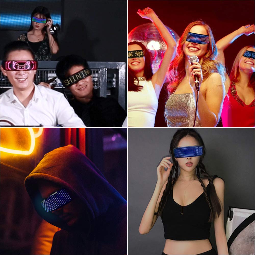 Keledz LED Customizable Glasses for Party, Adults RGB Fullcolor LED Glasses,USB Rechargeable Future Style Glasses for Nightclub, Festivals, Raves