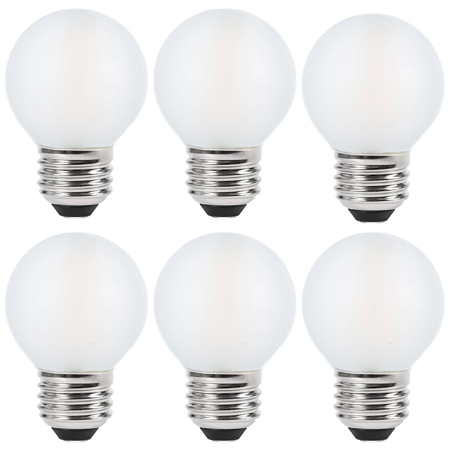 Sunaiony Frosted Globe Light Bulbs 40 Watt Equivalent, E26 LED Bulb 4W Dimmable Warm White 2700K, G16.5 Edison Light for Vanity, Pendant - 6 Pack