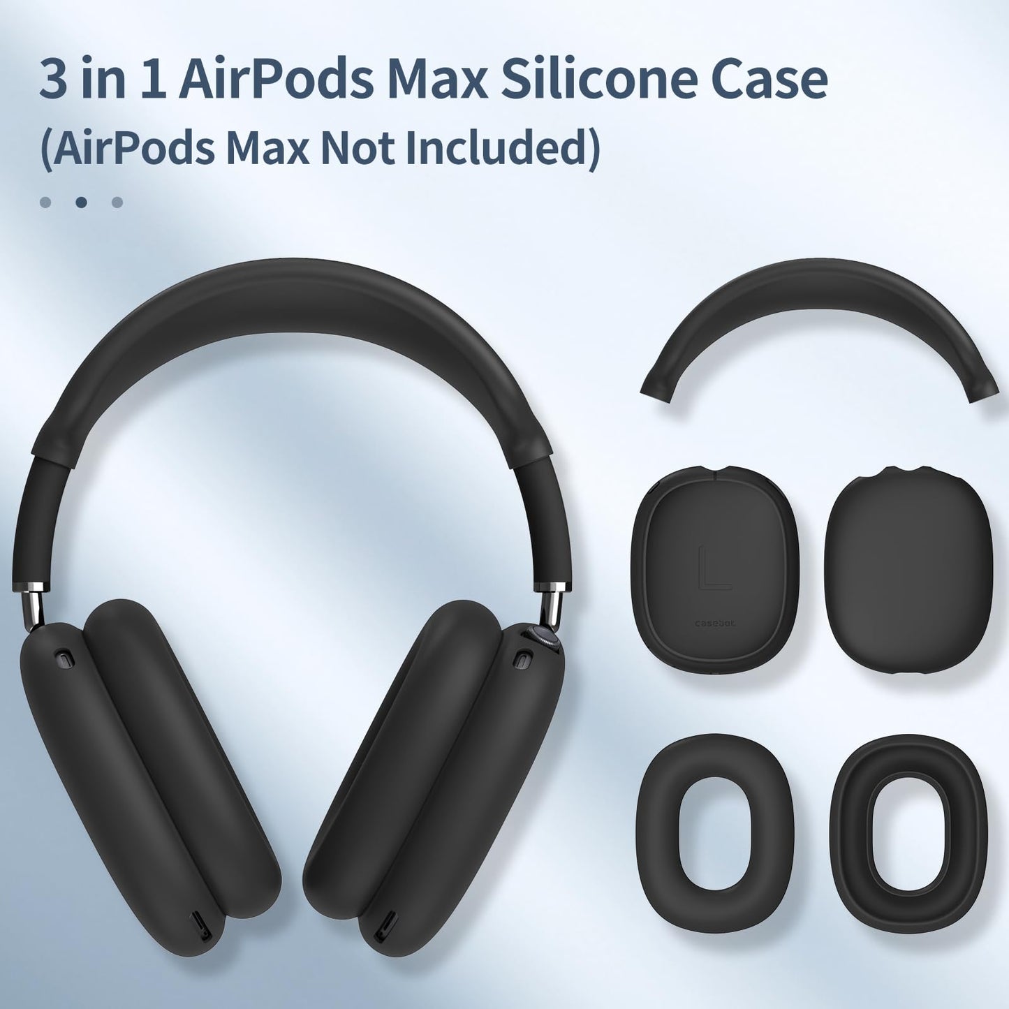 Fintie 3 in 1 Silicone Case Cover for AirPods Max 2 (2026) and AirPods Max 1 (2020/2024) Headphone, Anti-Scratch Ear Pad/Ear Cups/Headband Cover, Soft