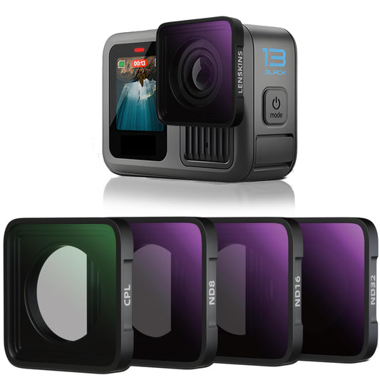 LENSKINS 4 Pack ND Filters ND8 ND16 ND32 CPL for GoPro Hero 13, Hero12, Hero11, Hero10, Hero 9 Black, HD Optical Glass Neutral Density and Circular