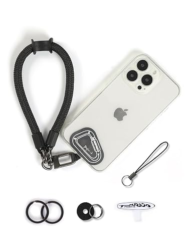 project-cb Hand Wrist Phone Strap,Phone Lanyard Patch ×2,Cell Phone Case Holder,Wristlet Strap for Key,AirPods,Camera (Black, 12inch)