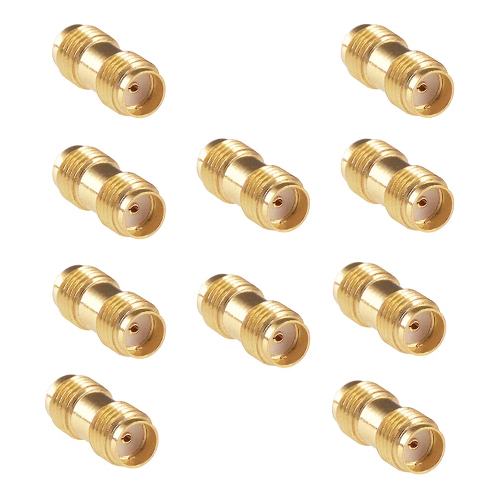 RFaha 10pcs Antenna Adapter SMA Female to SMA Female Connector Coupler Barrel Adapter Converter for Antenna Radio(F10-10)