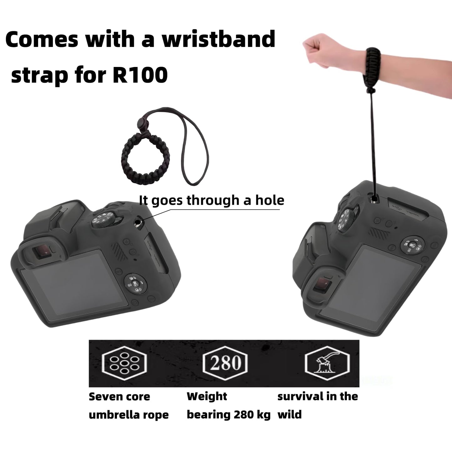 TTXSCZYH Case for Canon EOS R100 Camera, Comes with an EOS R100 Camera Wristband,Suitable for Canon EOS R100 Silicone case, Provides Drop-Proof