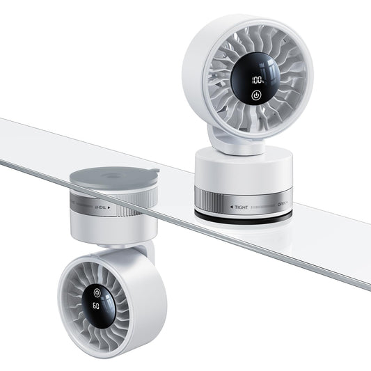 Upgraded Suction Cup Wall Mounted Fan Built-in 4000mAh Battery 5 Speeds