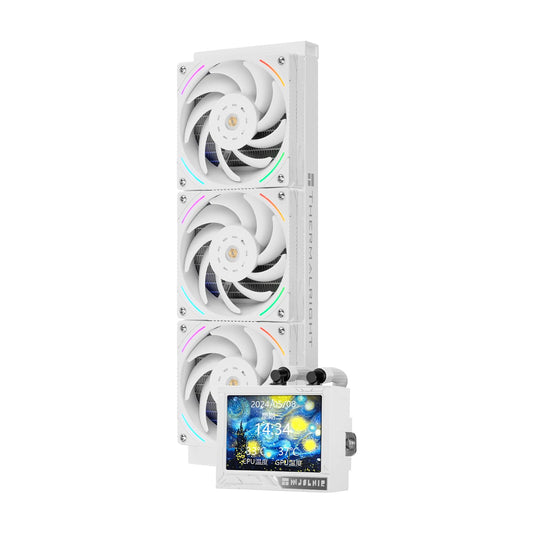 Thermalright Mjolnir Vision 360 ARGB White AIO CPU Liquid Cooler,IPS LCD Screen with 320 * 240 Resolution,for AM4/AM5 and LGA1700/1851,’3.5
