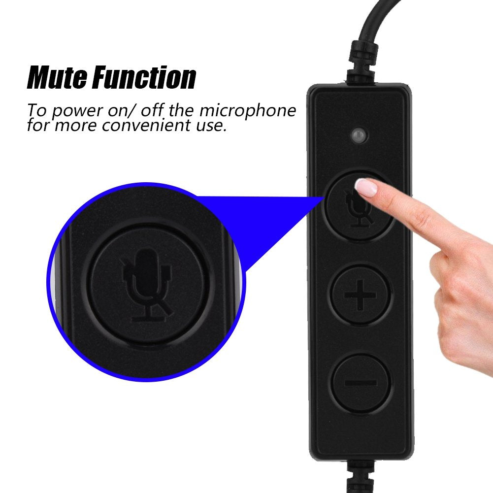 Sanpyl USB Call Center Office Headphone, Binaural Stretchable Over Ear Telephone Headset, Hands Call, Noise Cancelling Microphone, Mute Function