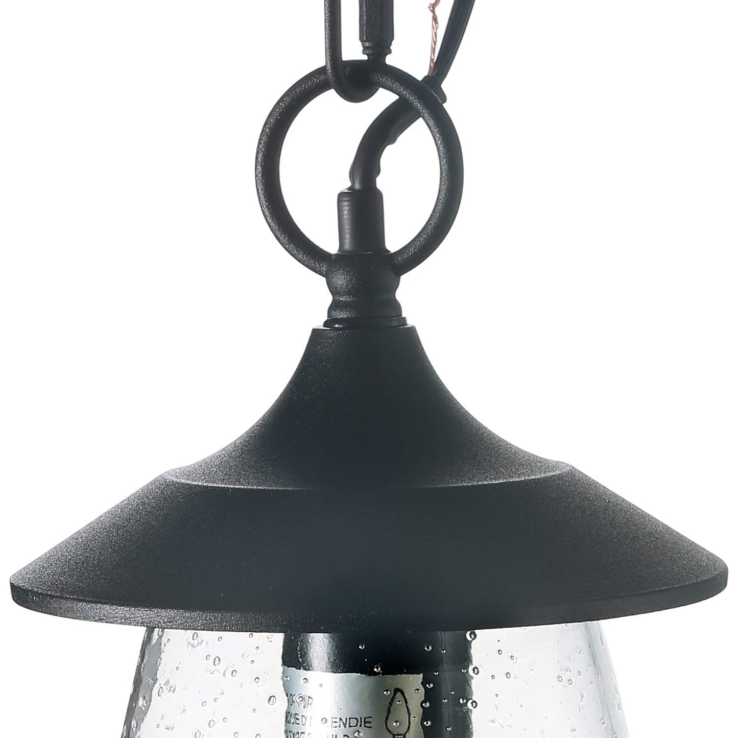 LOG BARN Outdoor Pendant Lights, Porch Fixture in Painted Black Metal with Clear Bubbled Glass Globe, Hanging Lantern Lamp for Gazebo, Entry, Yard