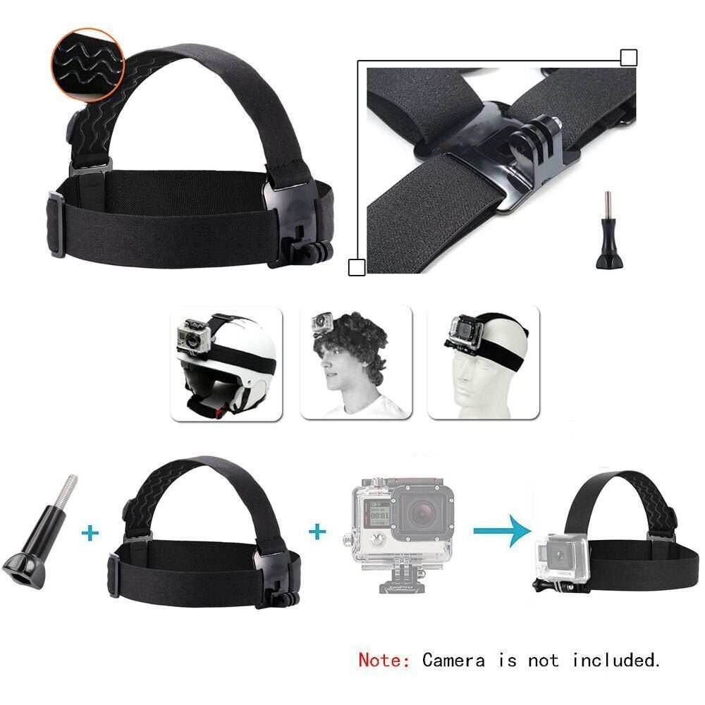 ASOCEA Action Camera Head Mount Strap Adjustable Wearing Headband Compatible with Gopro Hero 13/12/11/10/9/8/7/6/5,AKASO EK7000/Brave 4 /Brave 7/V50X
