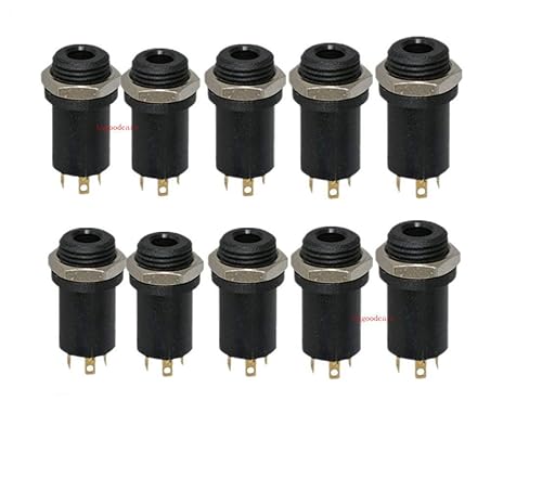 3.5MM Mini Stereo Panel Mount Jack Connector - 3.5MM Headphone Audio Video Female Vertical Jack Socket Plug with Nuts,Full Gold-Plated High