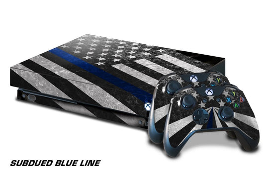 247 Skins Graphics kit Sticker Decal Compatible with Xbox One X and Wireless Controllers - Subdued Blue Line