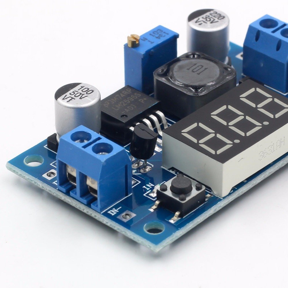 QEBIDUM LM2596S DC-DC Buck Converter DIY 4-40V to 1.25-37V Step-Down Regulator Power Module Volt Stabilizer with LED Voltmeter Display