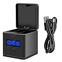 Suptig Battery Charger Compatible for GoPro Enduro Battery, Hero 12, Hero 11, Hero 10, Hero 9 Battery, 3-Channel Battery Charger Station for Gopro