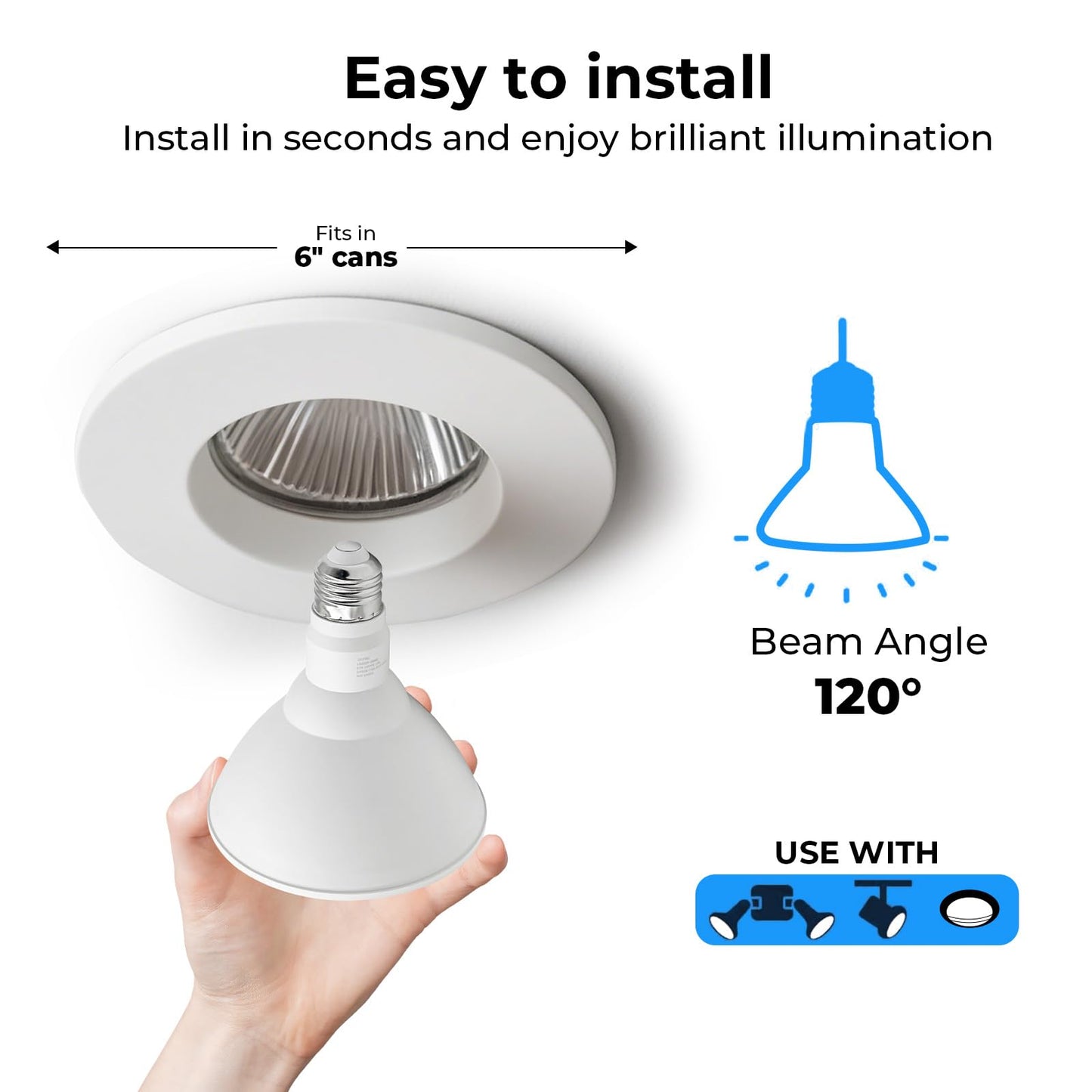 PAR38 LED Flood Light Bulbs, 5000K Daylight 100W Equivalent, 4Pack
