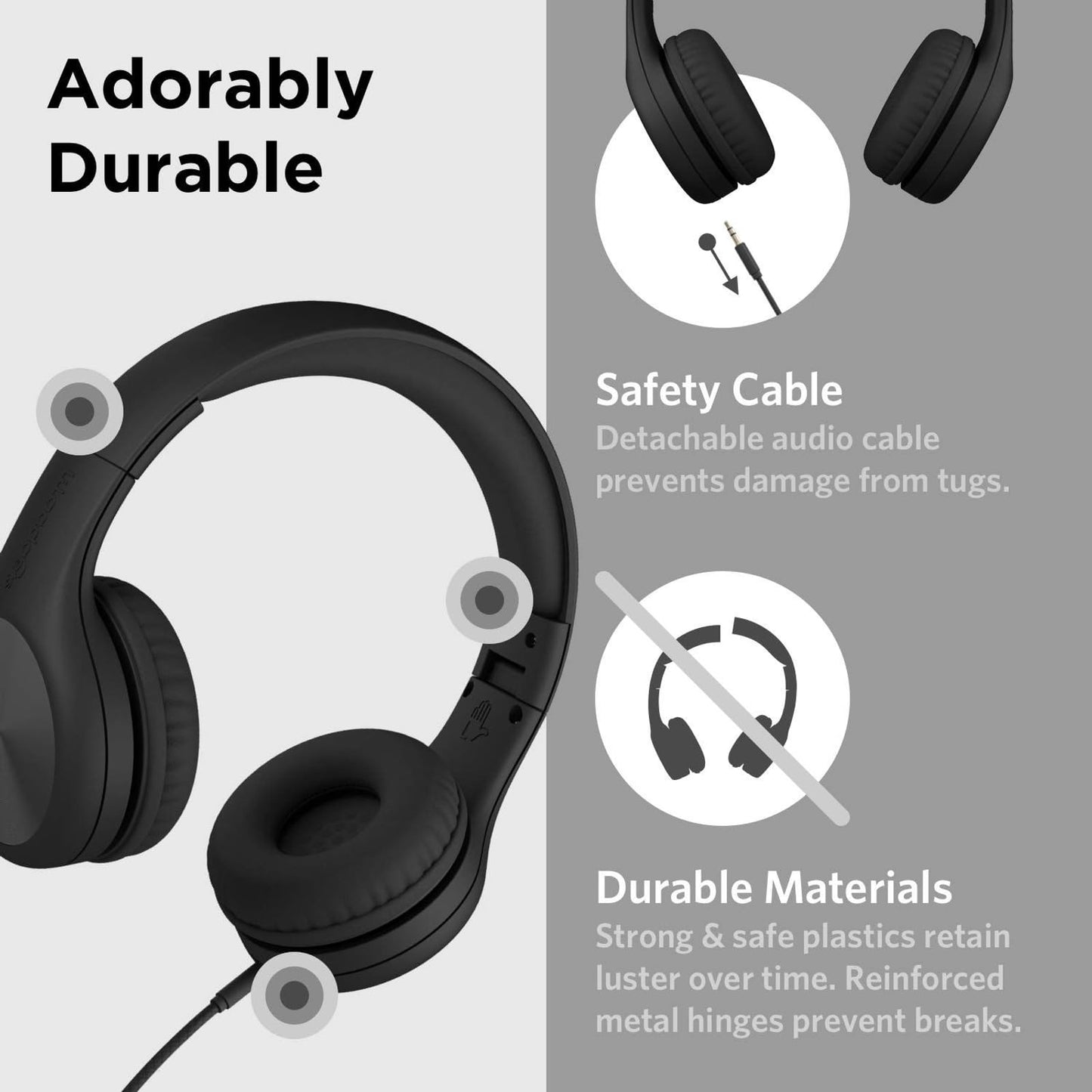 LilGadgets Connect+ Pro Wired Kids Headphones for School with Microphone, Volume Limiting Over-Ear Headset with Cord, SharePort Technology & SoftTouch
