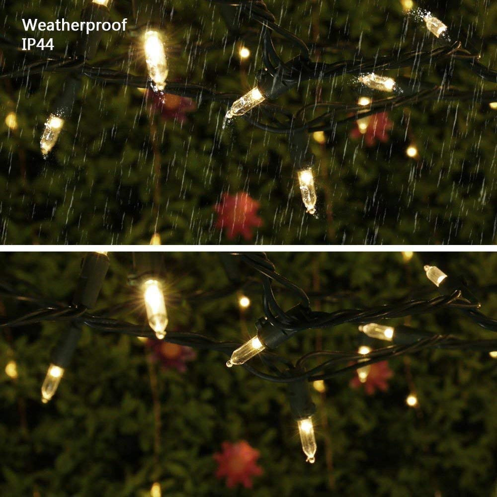 Brizled Christmas Lights Warm White, 2 Pack 33ft 100 LED Christmas String Lights, 120V UL Certified Connectable Xmas Tree Lighting Mini Xmas Light Set
