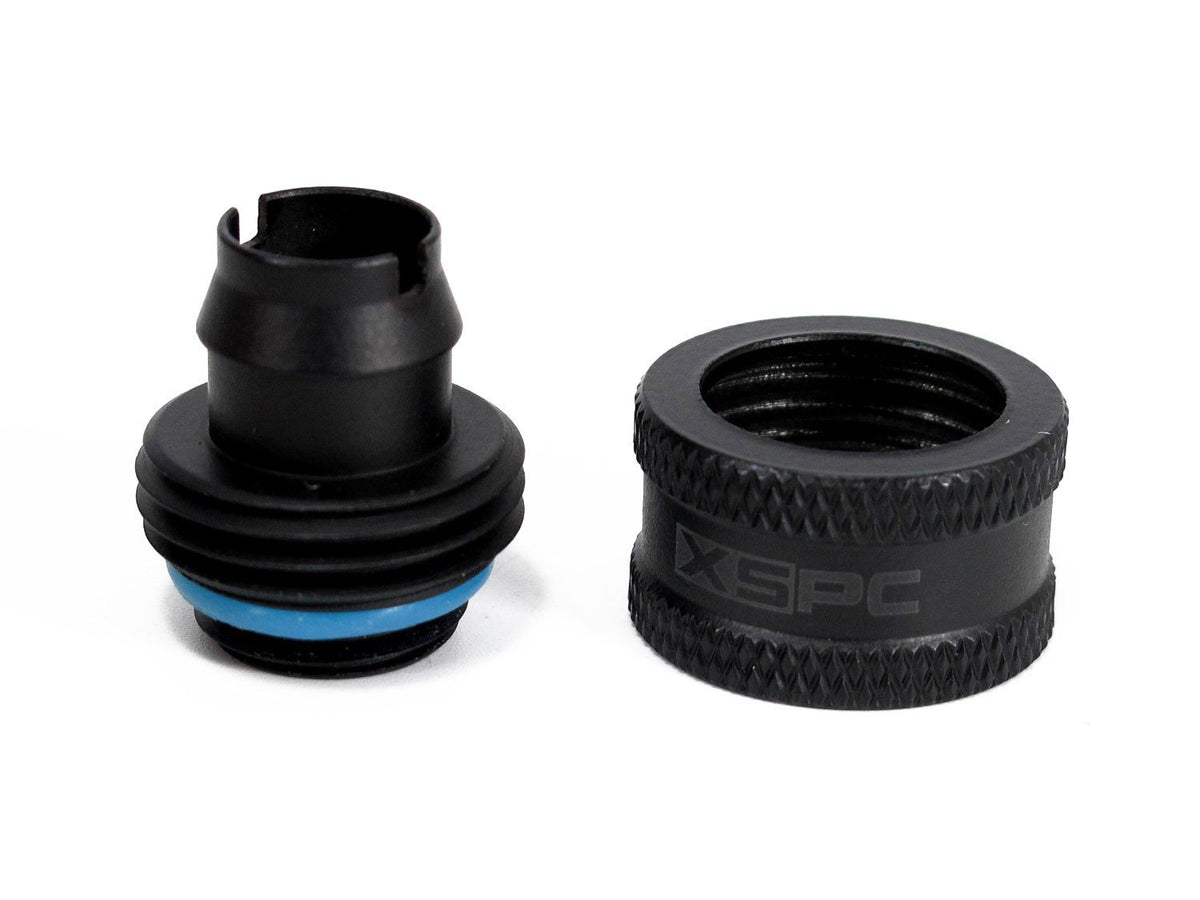 XSPC G1/4" to 3/8" ID, 1/2" OD Compression Fitting V2 for Soft Tubing, Matte Black, 6-Pack