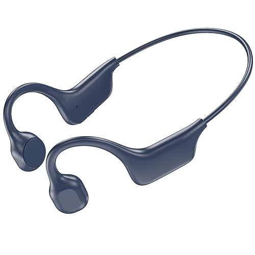 KualaLup Bone Conduction Headphones, Open Ear Headphones Wireless Bluetooth 5.4 with Mic, 6-10H Long Life Waterproof Sport Headset(Blue)