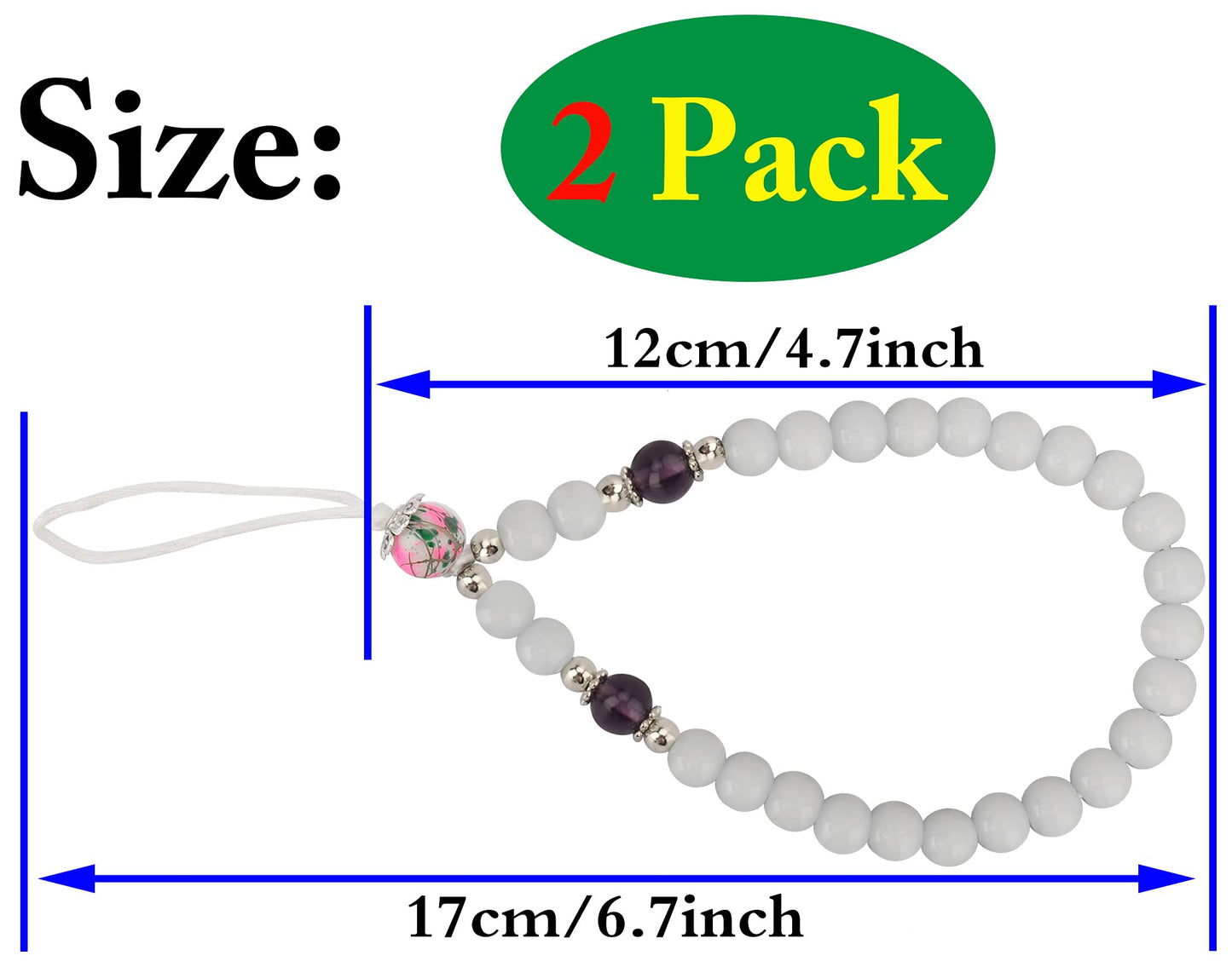 zdyCGTime (2Pack Mobile Phone Lanyard Crystal Bead Wrist Lanyard with key Chain, Mobile Phone Camera Wallet MP3 MP4 U disk PSP key chain
