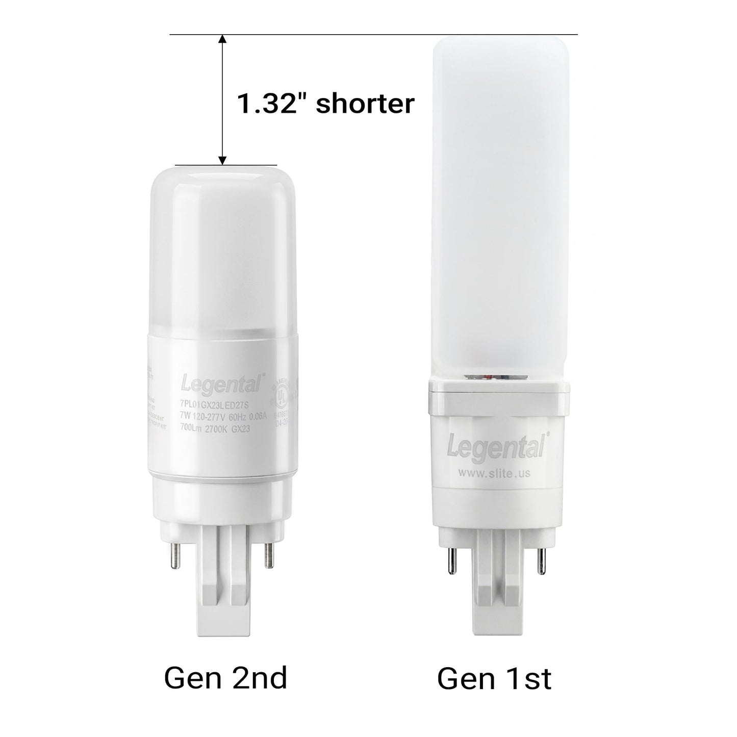 Silverlite [Plug&Play] 7w(18w CFL Equivalent) LED Stick PL Bulb GX23-2 Pin Base, 700LM, Soft White(2700k), Driven by 120-277V and CFL Ballast, UL