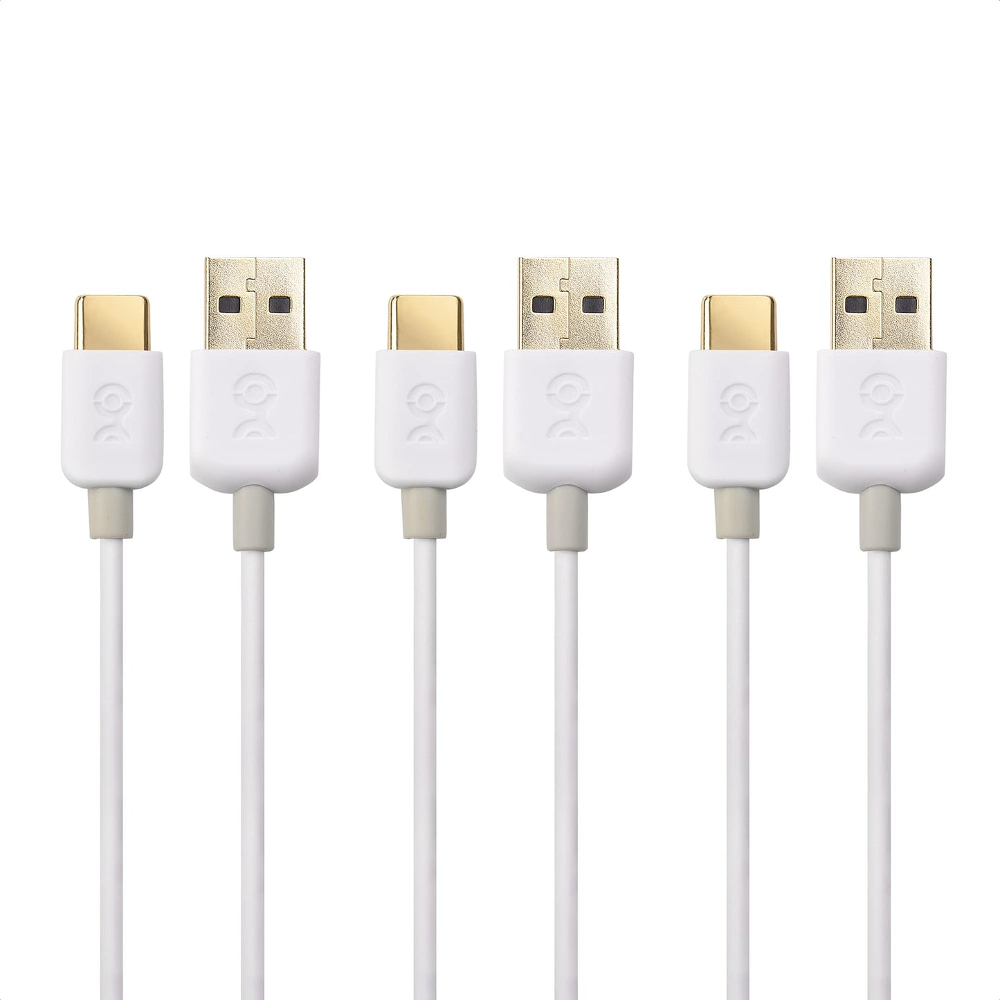 Cable Matters 3-Pack Short USB to USB C Charging Cable - 6 Inch/15cm, 3A Fast Charging in White for iPhone 16/15, Samsung Galaxy S23, S22 Note 20, LG