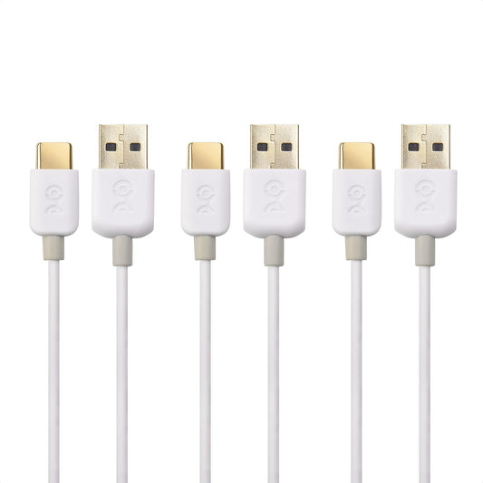 Cable Matters 3-Pack Short USB to USB C Charging Cable - 6 Inch/15cm, 3A Fast Charging in White for iPhone 16/15, Samsung Galaxy S23, S22 Note 20, LG