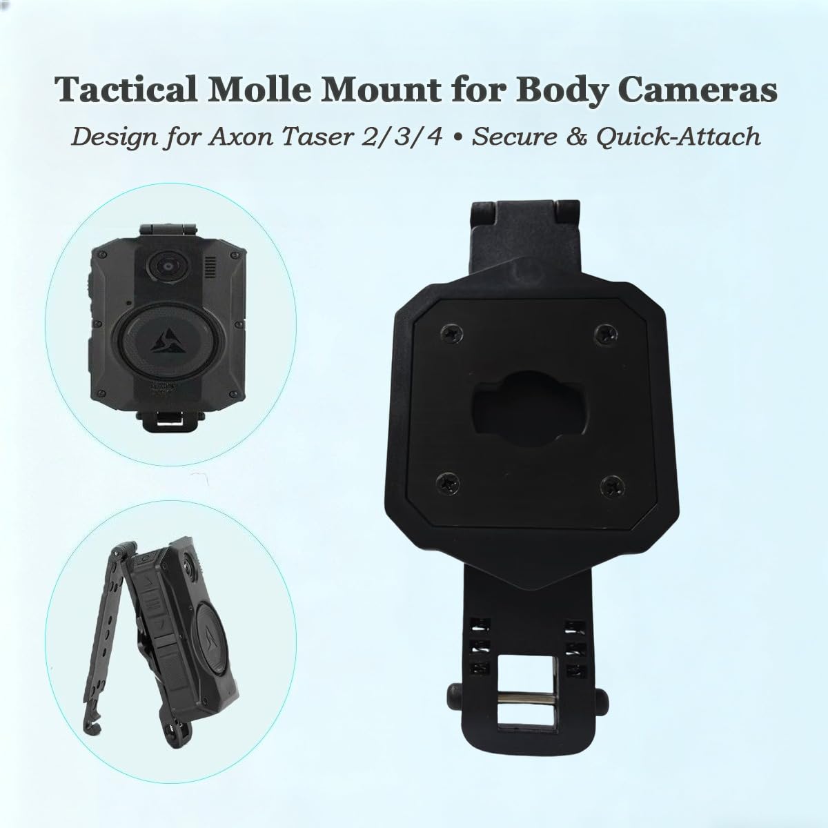 Camera Mount - Compatible with Axon Body Cameras 2/3/4, Lightweight Aluminum Alloy Construction, Suitable for Uniforms (Single)