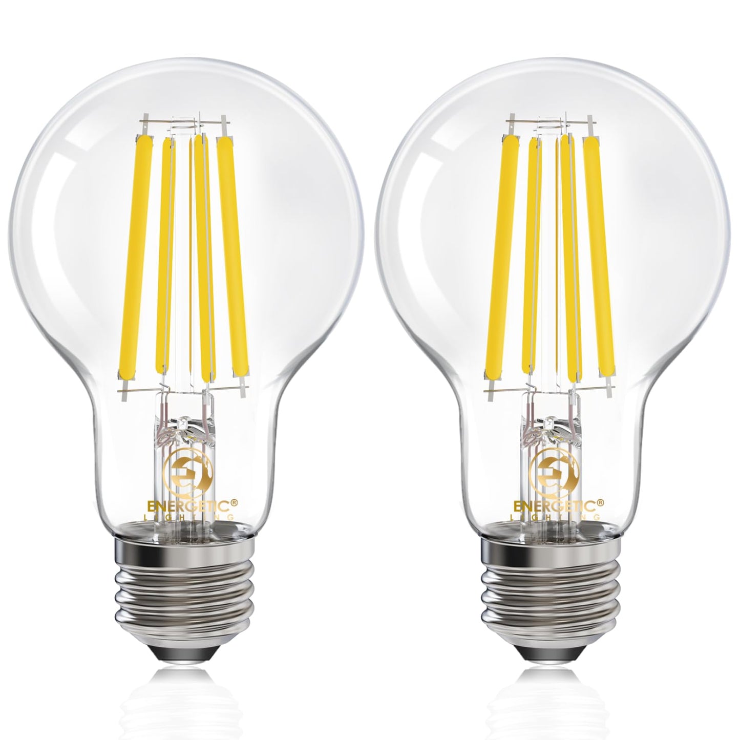 Energetic Dimmable A19 LED Edison Light Bulb, 12W Equivalent 100W, 1600LM High Brightness, 5000K Daylight, Clear Antique LED Filament Bulb for Home