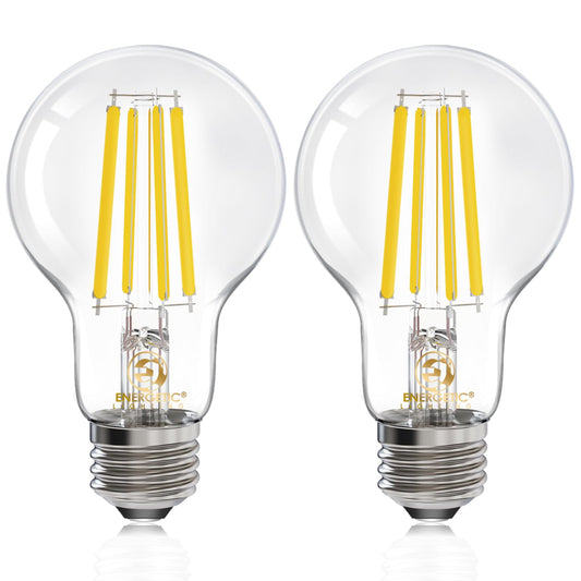 Energetic Dimmable A19 LED Edison Light Bulb, 12W Equivalent 100W, 1600LM High Brightness, 5000K Daylight, Clear Antique LED Filament Bulb for Home