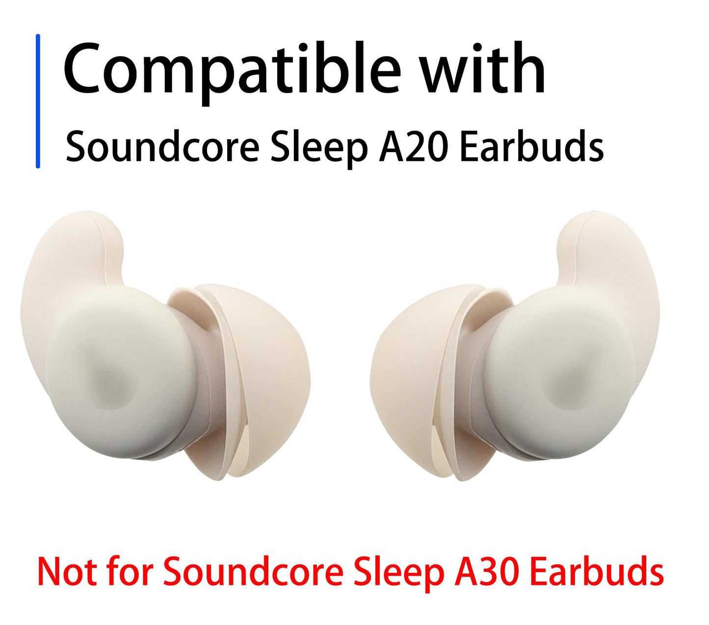 NANLANFAN Replacement Silicone Ear Wings for Soundcore Sleep A20 Earbuds, Anti Slip Ear Tips, 3 Pairs (Beige) (SML)
