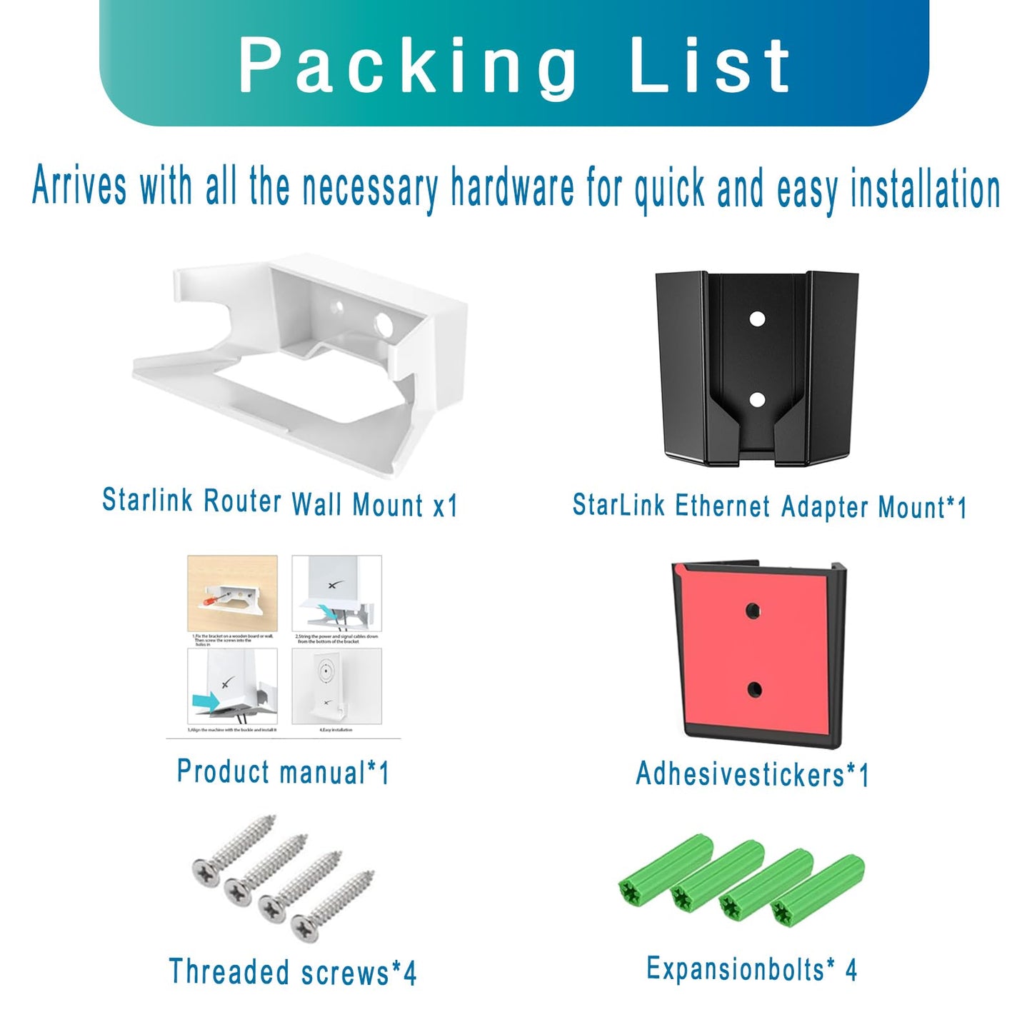 GTOMNI StarLink Ethernet Adapter & Router Mount, Starlink Internet Kit Satellite ABS Brackets Mounting Kit for Star Link Ethernet Adapter, Space