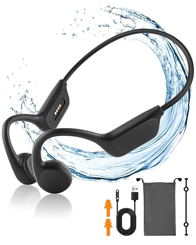 Banoshalo Bone Conduction Headphones X7 Pro, Deep Black, Open Ear Design, IPX8 Waterproof, Bluetooth, MP3 Mode, 10H Battery, Swimming Sports…