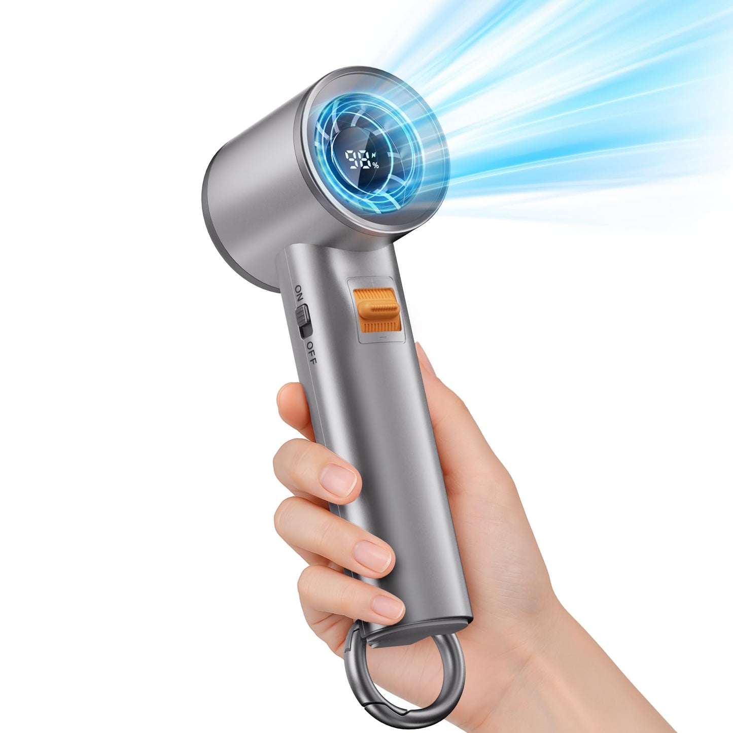 Portable Handheld Turbo Fan for Outdoor - 5000mah Mini Handheld Personal Pocket Fan for Powerful Airflow Wind - 20hrs,100 Speeds Adjustable - Digital